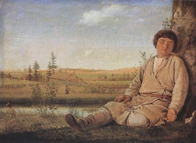 Alexei Venezianov Sleeping Shepherd Boy (mk22) Sweden oil painting art